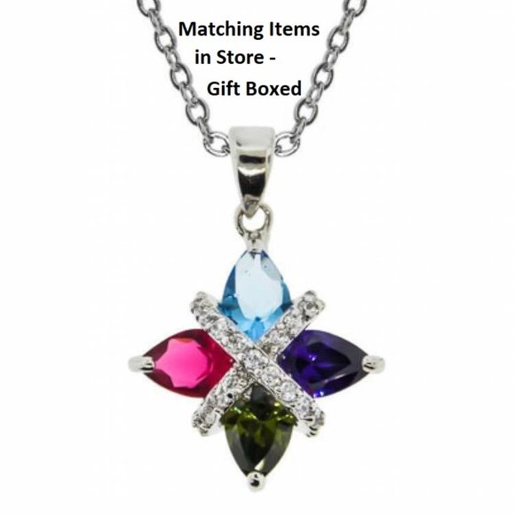 Necklace Multi Colored Jewelry - NWT necklace multi color crystal white gold plate